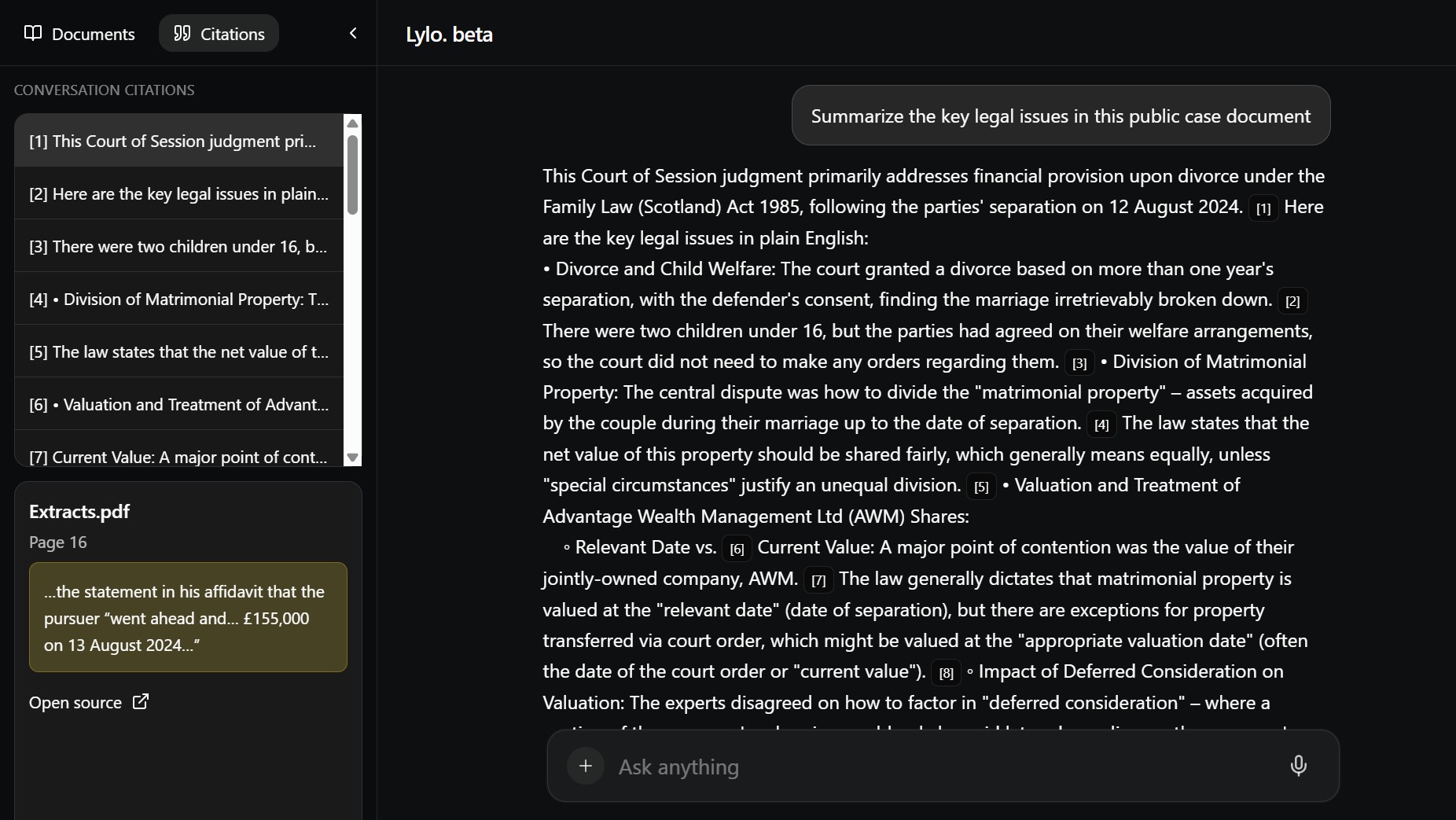 Lylo legal AI screen